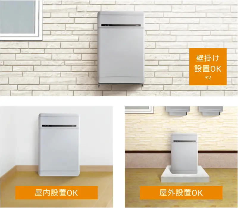 蓄電池ユニットは屋内外どちらにも設置可能