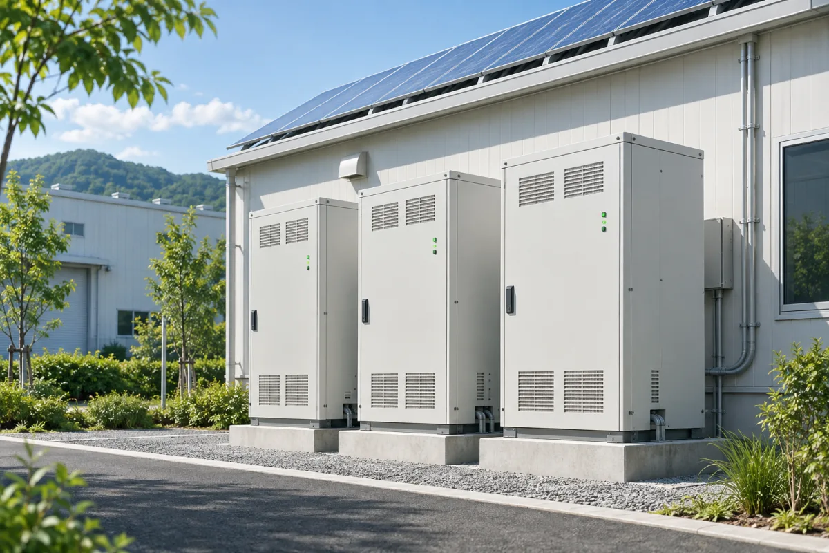 工場に併設された産業用蓄電池の設置イメージ